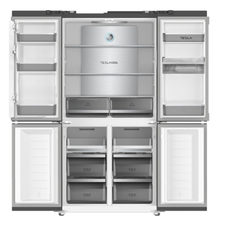 Tesla 563 Litres Four Door American Fridge Freezer - Black