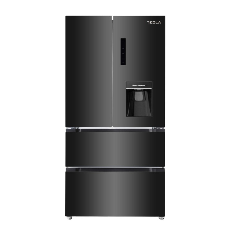 Tesla 539 Litres French Style American Fridge Freezer - Black