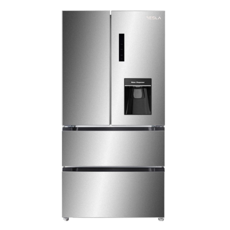 Tesla 539 Litres French Style American Fridge Freezer - Inox