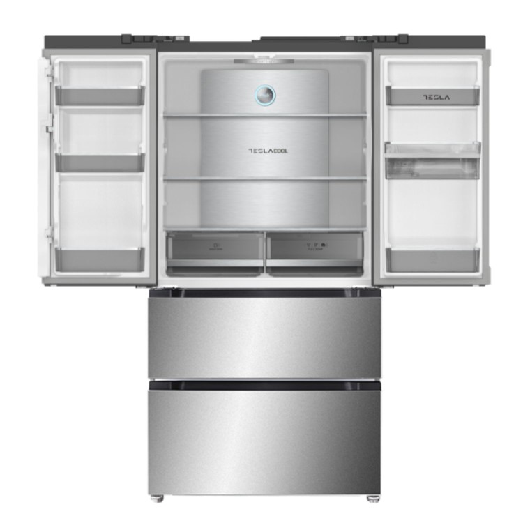Tesla 539 Litres French Style American Fridge Freezer - Inox