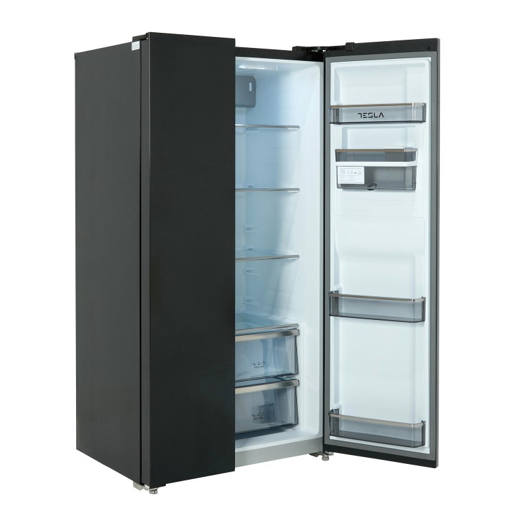 Tesla 582 Litre Side-By-Side American Fridge Freezer - Black