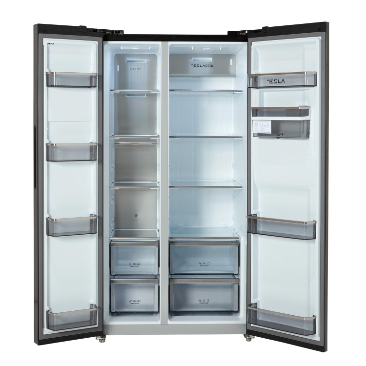 Tesla 582 Litre Side-By-Side American Fridge Freezer - Black