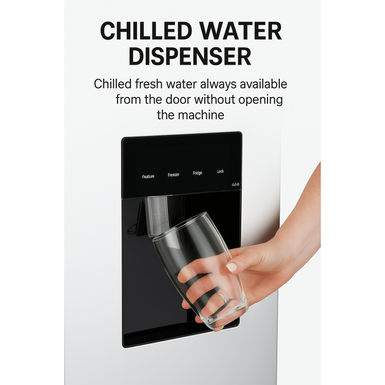 Tesla 582 Litres Side-By-Side American Fridge Freezer - Inox