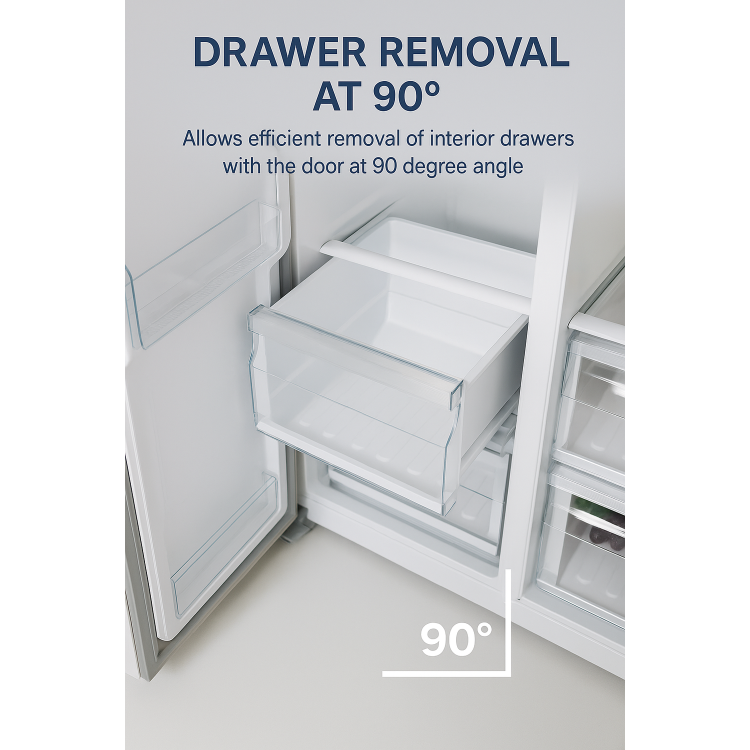 Tesla 582 Litres Side-By-Side American Fridge Freezer - Inox