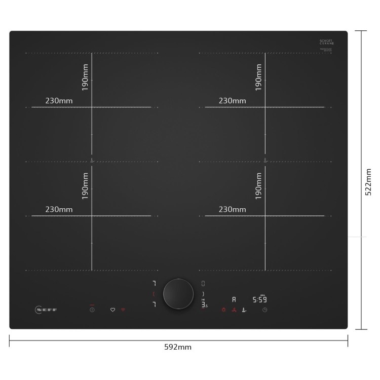 Neff N90 60cm 4 Zone Induction Hob - Matt Black