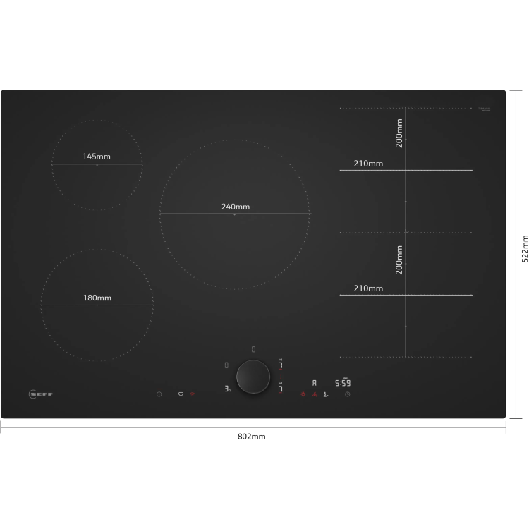 Neff 80cm 5 Zone Induction Hob - Matt Black