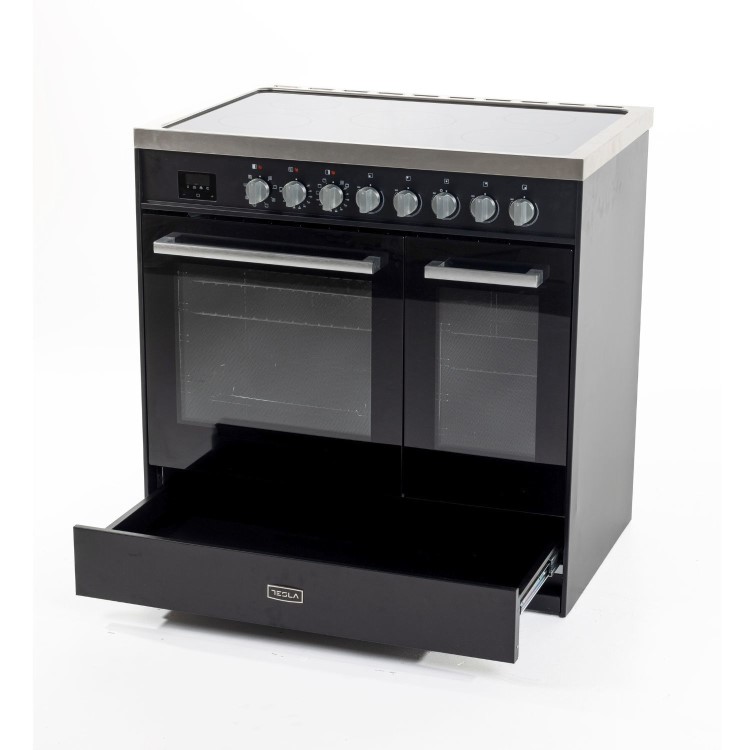 Tesla 90cm Electric Range Cooker - Black