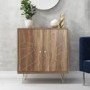 Gold Small Sideboard in Solid Wood with Brass Features - Tahlia