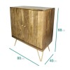 Small Solid Wood Drinks Cabinet with Brass / Gold Features - Tahlia
