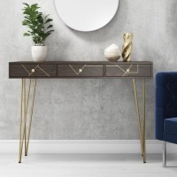 Console Table in Dark Wood & Gold - Tahlia