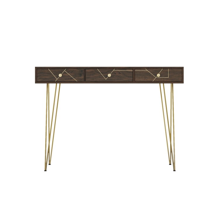 Console Table in Dark Wood & Gold - Tahlia