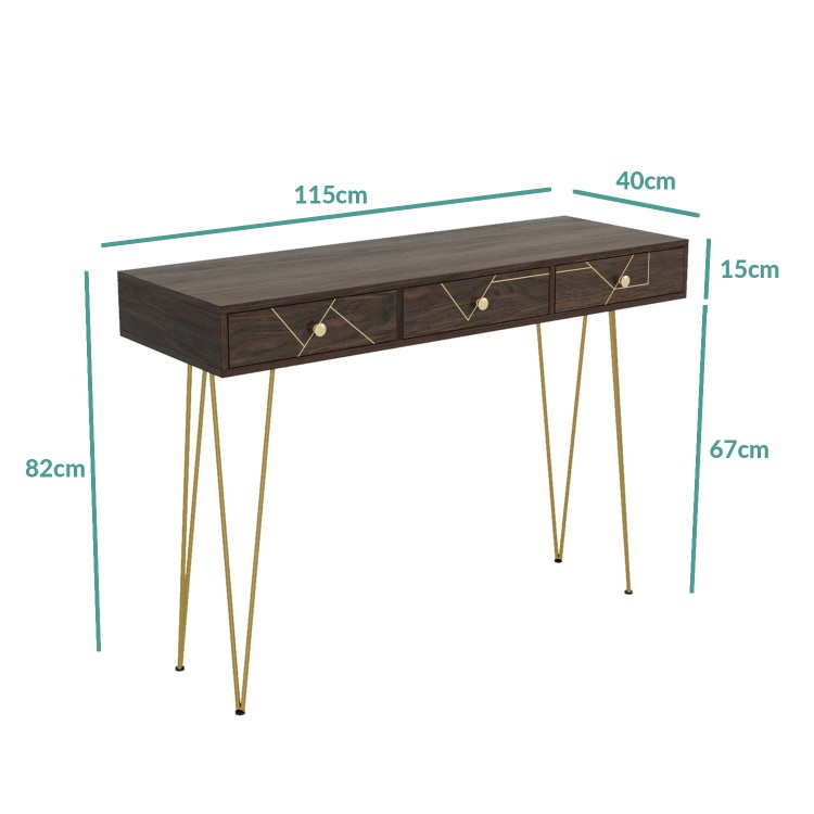 Console Table in Dark Wood & Gold - Tahlia