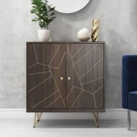 Sideboard in Dark Wood with Brass Inlay - Tahlia