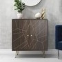 Sideboard in Dark Wood with Brass Inlay - Tahlia
