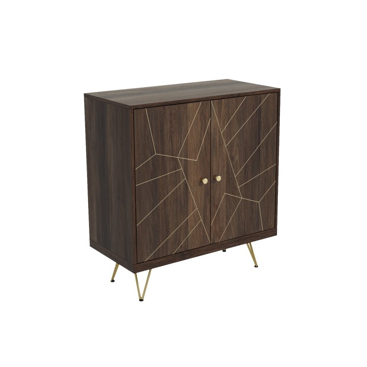Sideboard in Dark Wood with Brass Inlay - Tahlia