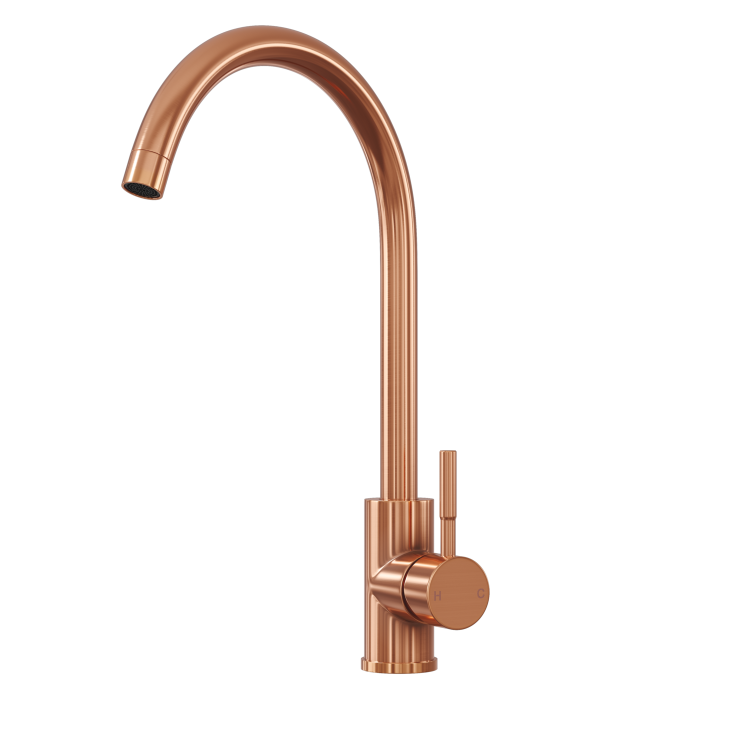 Single Lever Brushed Copper Monobloc Kitchen Mixer Tap - Enza Tamara
