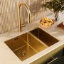 1.5 Bowl Undermount Brushed Brass Stainless Steel Kitchen Sink - Enza Tamara