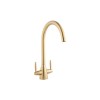 Brass Twin Lever Kitchen Mixer Tap - Enza Tamara