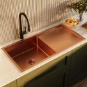 TAMISCOP Single Bowl Inset Copper Stainless Steel Kitchen Sink with Drainer - Enza Tamara