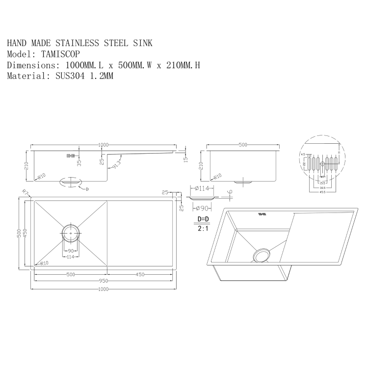 inset sink Copper Stainless Steel Kitchen Sink - Enza Tamara