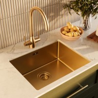 Single Bowl Brass Undermount Stainless Steel Kitchen Sink- Enza Tamara