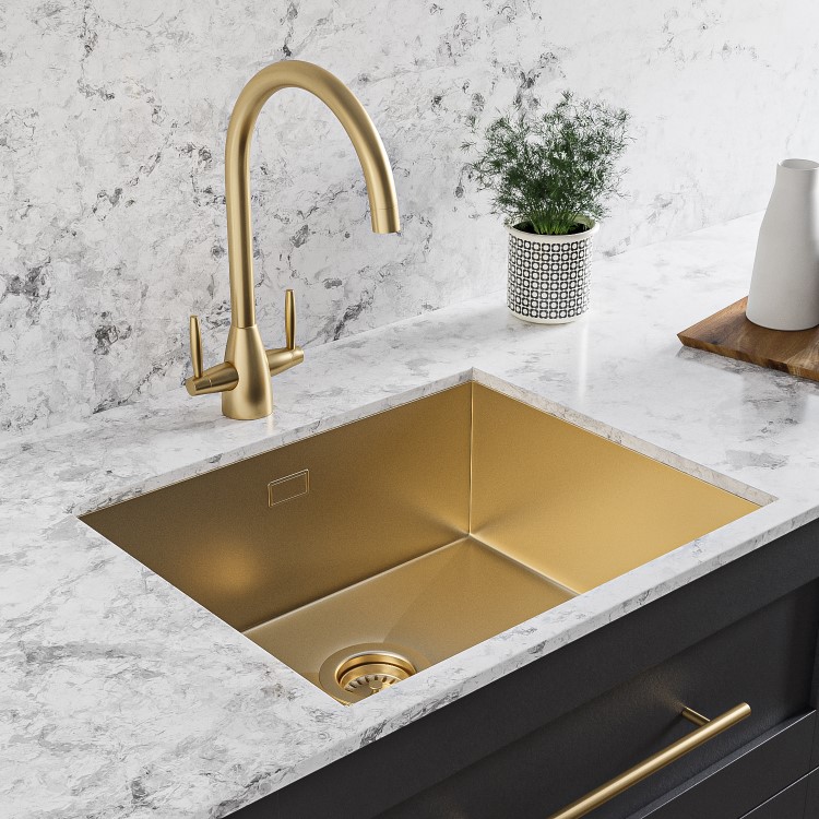 Single Bowl Brass Undermount Stainless Steel Kitchen Sink- Enza Tamara