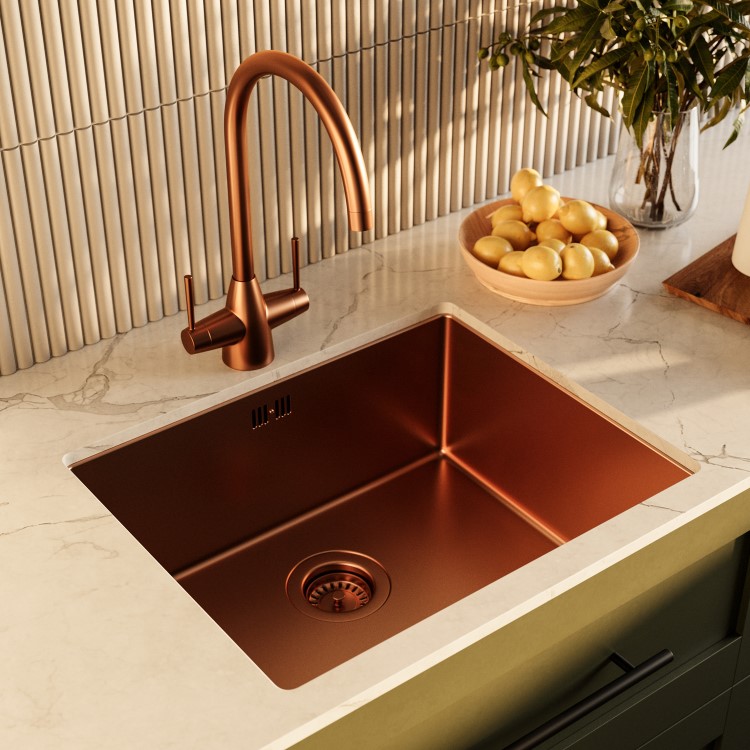 Single Bowl Copper Undermount Stainless Steel Kitchen Sink - Enza