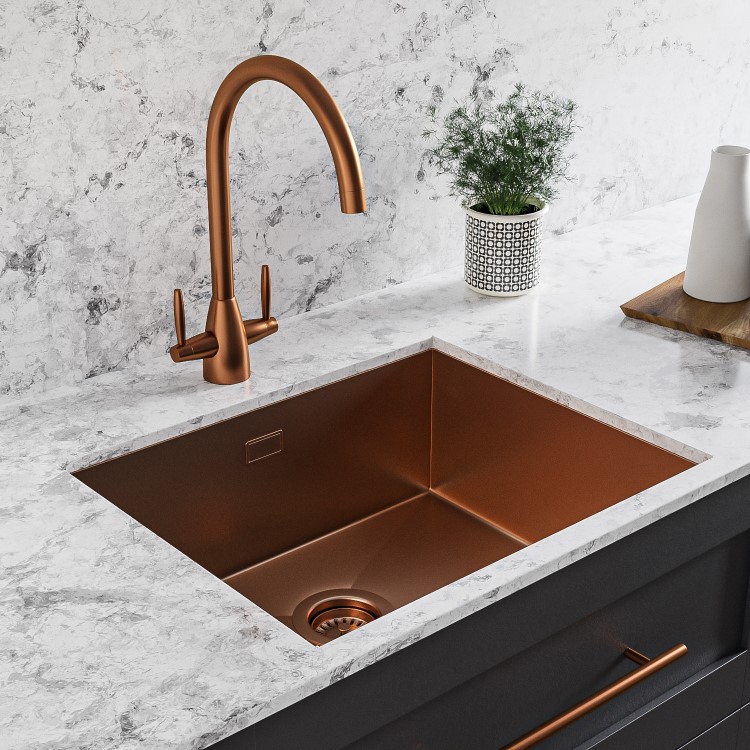 Single Bowl Copper Undermount Stainless Steel Kitchen Sink - Enza