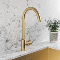 GRADE A1 - Brushed Brass Single Lever Monobloc Kitchen Mixer Tap - Enza Tamara