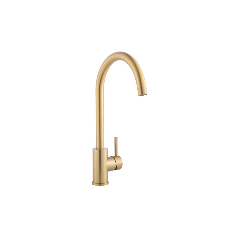 GRADE A1 - Brushed Brass Single Lever Monobloc Kitchen Mixer Tap - Enza Tamara