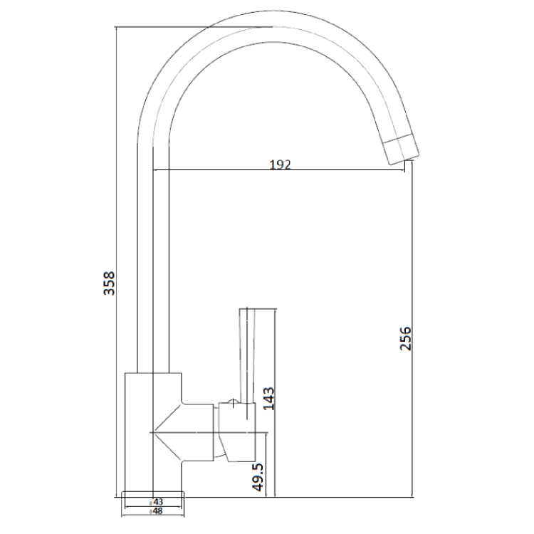 Brass Single Lever Monobloc Kitchen Mixer Tap - Enza Tamara