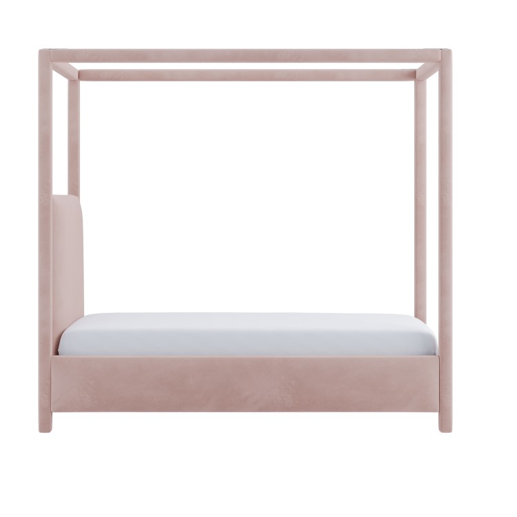 Pink Velvet Single Four Poster Bed Frame - Tiana