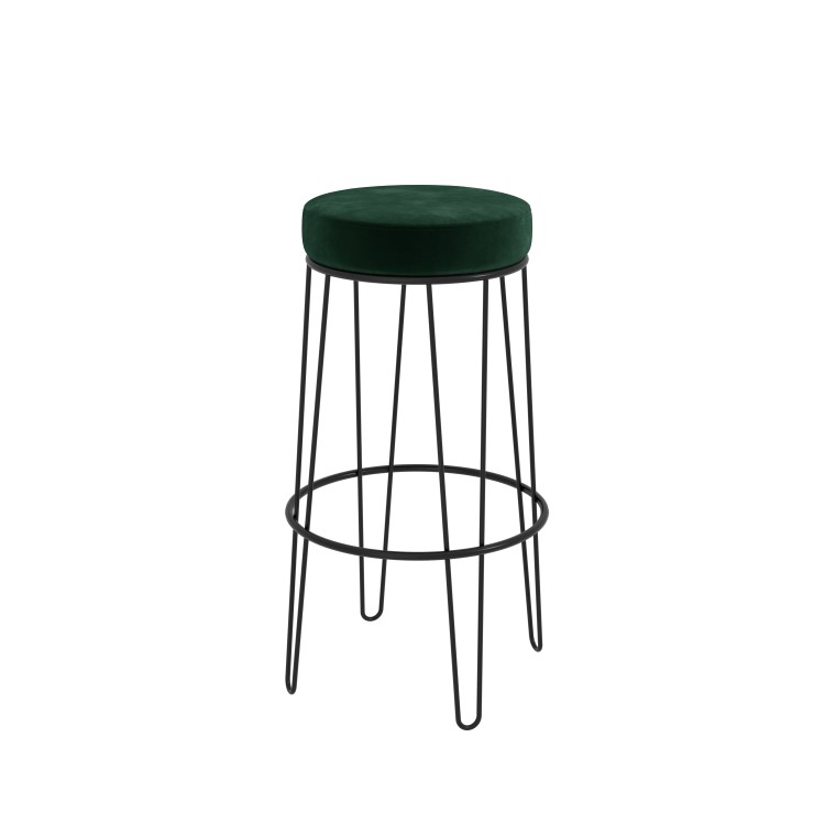Set of 2 Dark Green Velvet Hairpin Bar Stools  73cm - Tara
