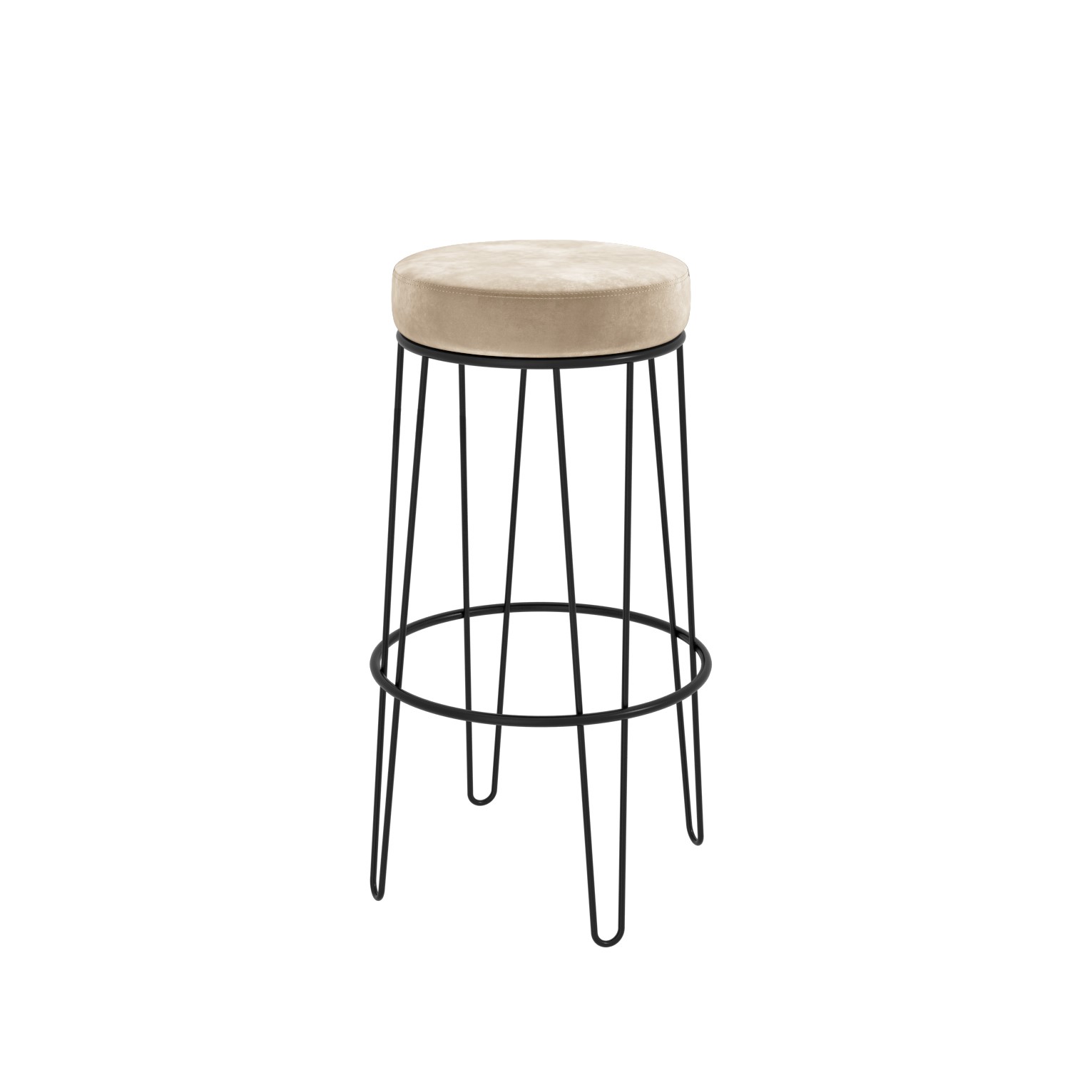 Set of 2 Cream Velvet Bar Stools 73cm Tara BuyItDirect.ie