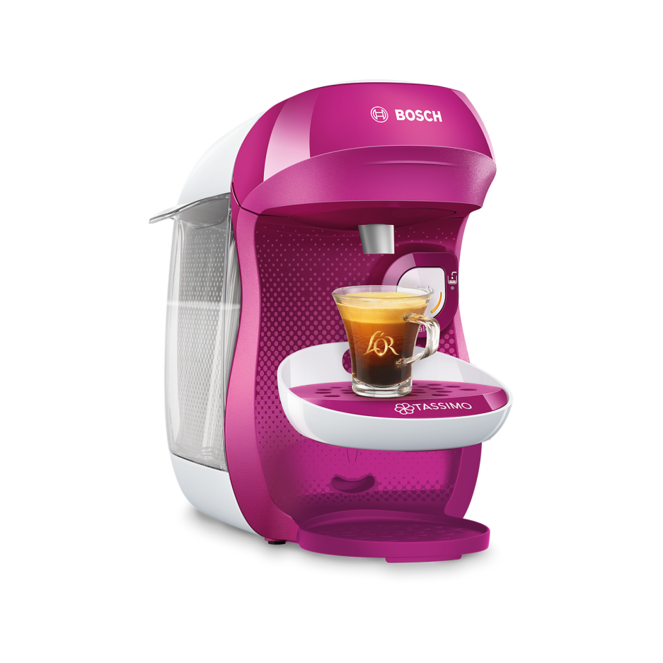 Tassimo by Bosch TAS1001GB Happy Pod Coffee Machine Purple & White
