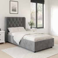 Grey Velvet Single Side-Lift Ottoman Bed - Taylor Grey Velvet Single Side-Lift Ottoman Bed - Taylor