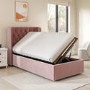 Pink Velvet Single Side-Lift Chesterfield Ottoman Bed - Taylor