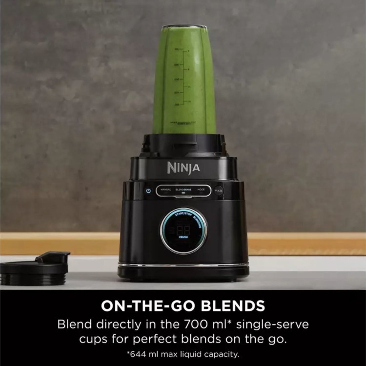 Ninja TB301UK Detect Duo Power Blender Pro + Single Serve  Black  Smoothies Soups & Ice Crushing