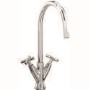 CDA Chrome Twin Lever Quarter Turn Cross Handle Monobloc Kitchen Tap