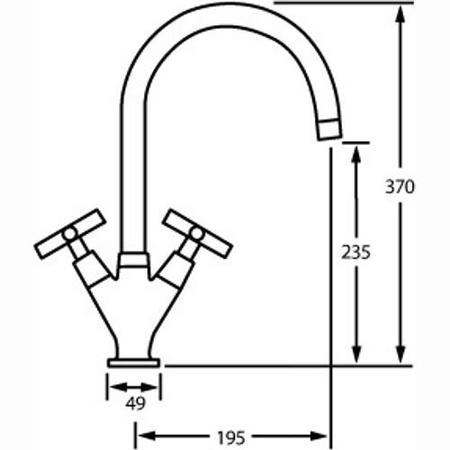 CDA Chrome Twin Lever Quarter Turn Cross Handle Monobloc Kitchen Tap