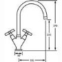 CDA Chrome Twin Lever Quarter Turn Cross Handle Monobloc Kitchen Tap