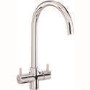 CDA Chrome Twin Lever Swan Neck Kitchen Tap