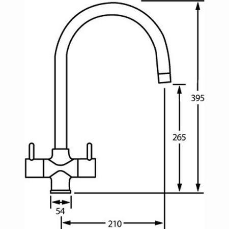 CDA Chrome Twin Lever Swan Neck Kitchen Tap