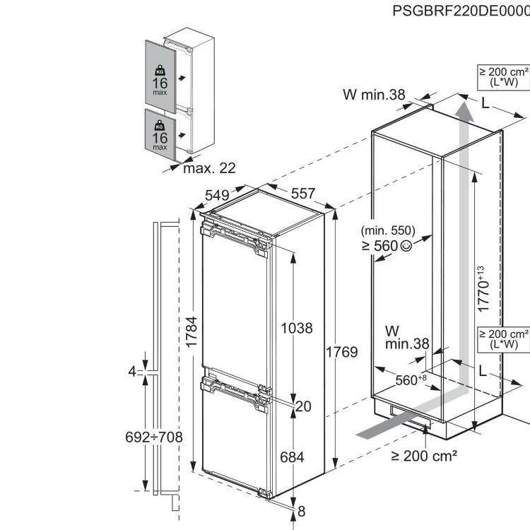 AEG 6000 Series 253 Litre 70/30 Integrated Fridge Freezer