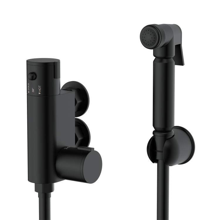 Black Thermostatic Douche Shower / Bidet Shower Spray Kit - Arissa