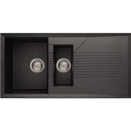 Reginox TEKNO475B 1.5 Bowl Composite Granite Sink Black