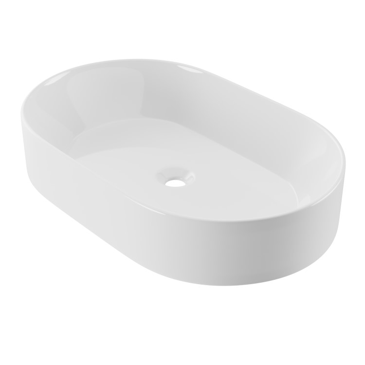 GRADE A1 - White Oval Countertop Basin 600mm - Tennessee
