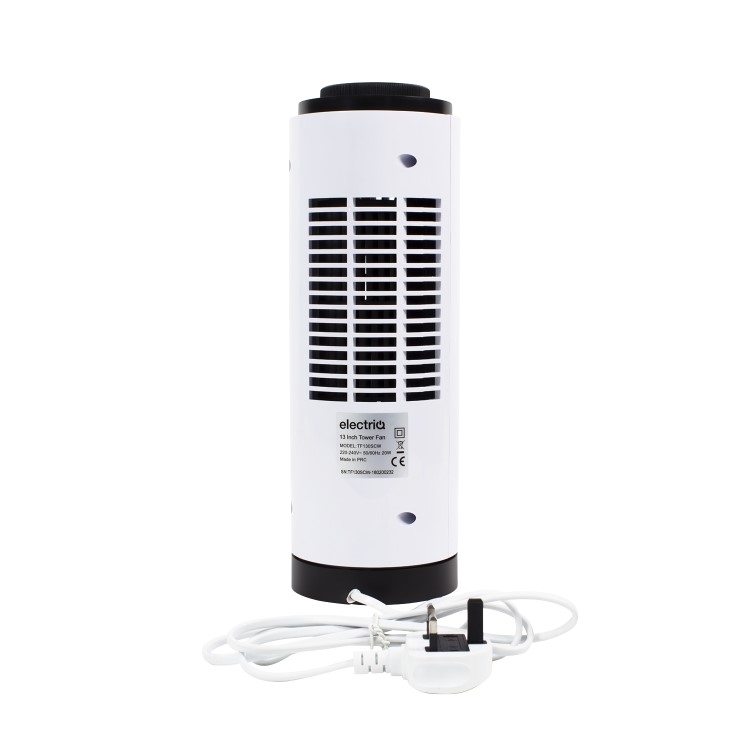 electriQ 13 Inch Quiet Oscillating Tower Fan - White