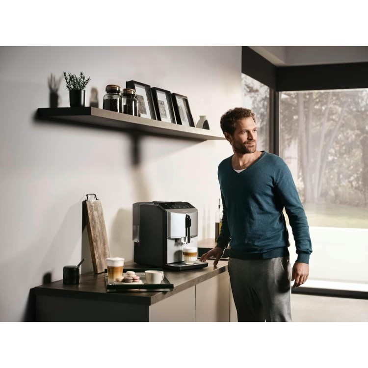 Siemens TF303G07 EQ300 Bean-to-Cup Coffee Machine – Inox Silver Automatic Espresso & Milk Frother