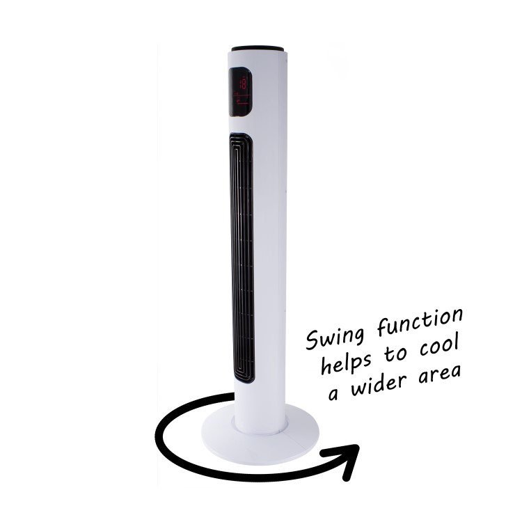 Refurbished electriQ 38 Inch Oscillating Tower Fan - White